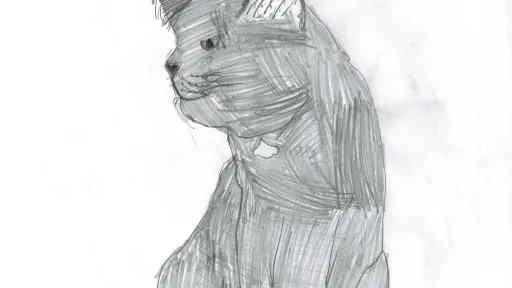 Black and white cat drawing
